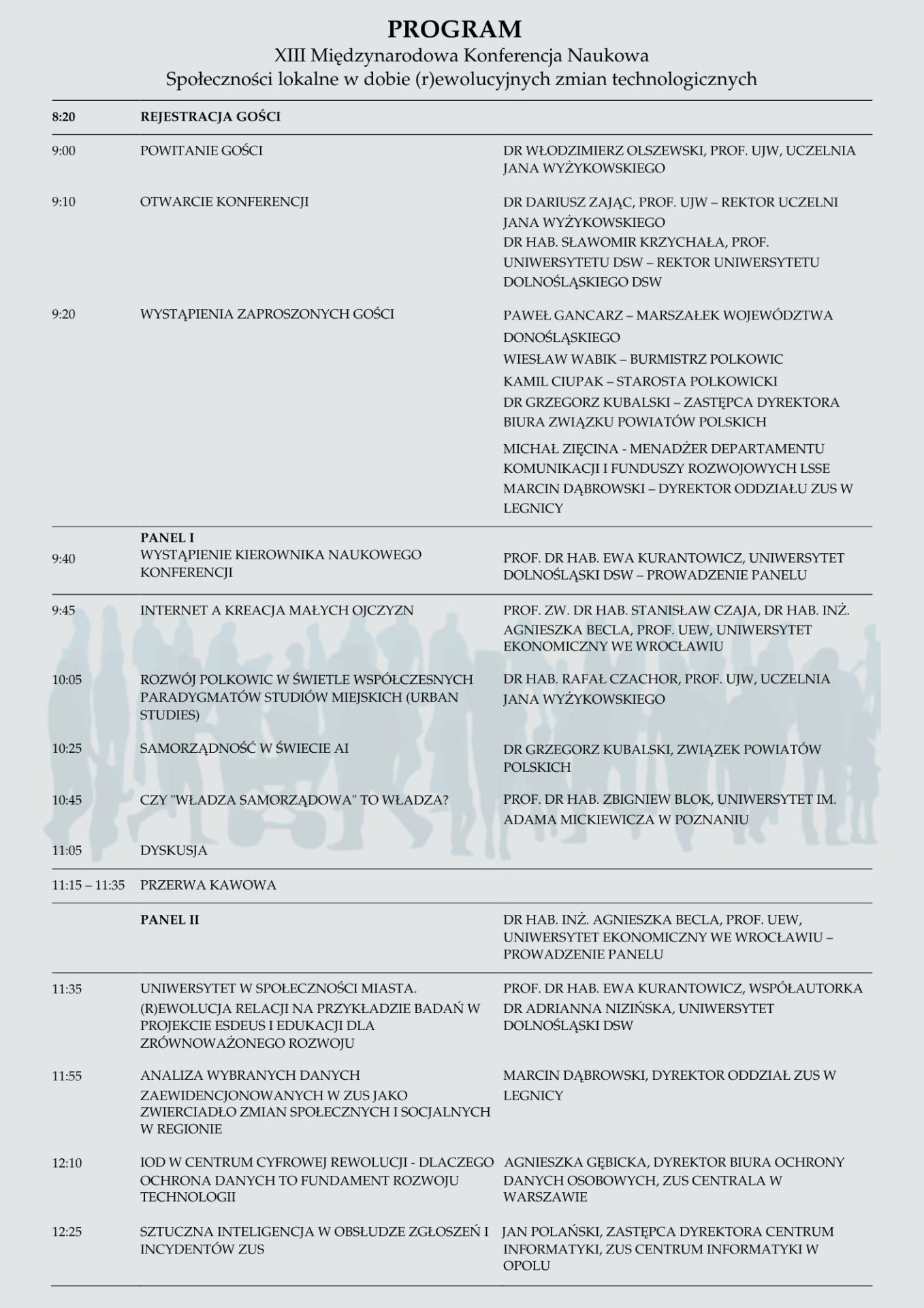 Program XIII konferencji Społeczności lokalne - strona 1. Wersja do pobrania pod odnośnikiem Program konferencji.