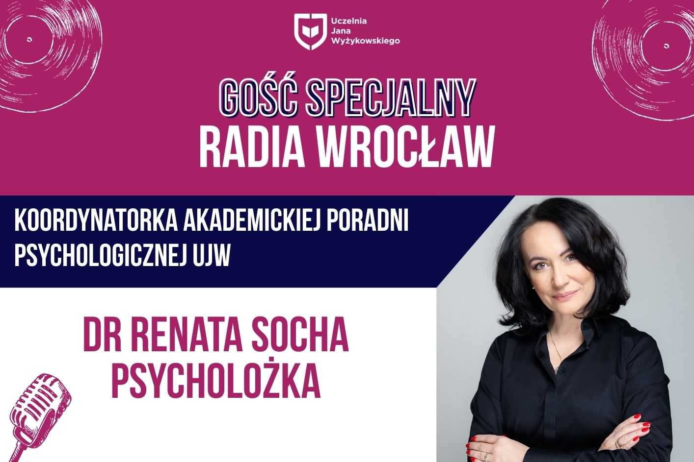 na obrazku jest zdjęcie dr Renaty Sochy, oraz tekst ze występuje ona w radiu Wrocław